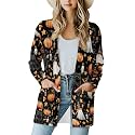 Fall Maple Leaf Cardigan Sweaters for Women Long Sleeve Cardigan Soft Drape Open Front Dusters V-Neck Jackets Dressy