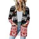 Fall Maple Leaf Cardigan Sweaters for Women Long Sleeve Cardigan Soft Drape Open Front Dusters V-Neck Jackets Dressy