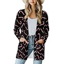 Fall Maple Leaf Cardigan Sweaters for Women Long Sleeve Cardigan Soft Drape Open Front Dusters V-Neck Jackets Dressy