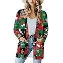 Fall Maple Leaf Cardigan Sweaters for Women Long Sleeve Cardigan Soft Drape Open Front Dusters V-Neck Jackets Dressy