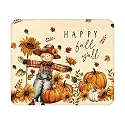 Fall Mouse Pad - 9.5x7.9 Inch Pumpkin Mousepad Scarecrow Maple Leaf Keyboard Mat with Anti-Slip Rubber Base for Computer Mouse Keyboard Home and Office