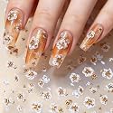 Fall Nail Stickers Decals White Flower Nail Art Decals Gold Nails DIY Art