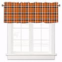 Fall Orange Buffalo Grid Curtain Valances for Windows 60x18 Inch
