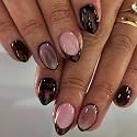 Fall Press on Nails Short Almond Fake Nails Tortoise Shell Nails Press ons