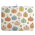 Fall Pumpkin Dish Drying Mats Thanksgiving Dish Mat Autumn Maple Leaves Drying Matt Dishes Dryer Pad for Kitchen Counter Absorbent Microfiber Washable Foldable Reusable 18x24 in