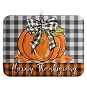 Fall Pumpkin Dish Drying Mats Thanksgiving Kitchen Drying Mat Buffalo Plaid Microfiber Large Dish Dryer Pad Maple Leaves Absorbent Dishes Drain Matt XL Washable Foldable(18x24 in)