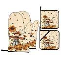 Fall Scarecrow Oven Mitts and Pot Holders Sets 4 Pack
