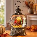 Fall Snow Globe Lantern - Thanksgiving Glittering Lighted Water Lantern, Fall Decorations Autumn Harvest Day Gifts, Home Halloween Christmas Decor (Turkey in Pumpkin)