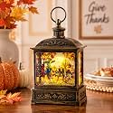 Fall Snow Globe Lantern - Thanksgiving Glittering Lighted Lantern, Fall Decorations Autumn Harvest Day Gifts, Home Fall Indoor Decor (Scarecrow &amp;Turkey)
