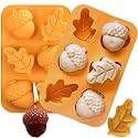 Fall Soap Molds Silicone, 2 Pack Acorn Leaf Thanksgiving Mold 12 Cavity
