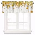 Fall Sunflower Floral Kitchen Curtain Valances for Windows 42x12 Inch