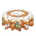 Fall Tablecloth Round 60 Inch Thanksgiving Autumn Harvest Orange Pumpkin Outdoor Table Cloth Maple Leaf Table Cover for Kitchen Dinner Room Holiday Home Fall Decor