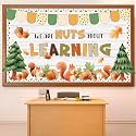 Fall Woodland Theme Classroom Bulletin Board Decors Autumn Paper Sunflower We are Nuts About Learning Squirrel Nuts Tree Cutouts for Back to School Classroom Office Chalkboard Wall Door Supplies