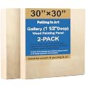 Falling in Art 2 Pack 30x30'' Unfinished Gallery Birch Wood Canvas Panels
