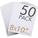 Falling in Art 50 Pack Acid-Free White Backing Boards,8x10 Uncut Mat Boards