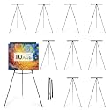 Falling in Art Aluminum Flip Chart Easel Stand, 63 1/2'', Black 10 Pack