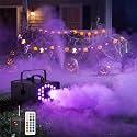 FALOVE 1200W Fog Machine with 18 LED Lights for Halloween Atmospheric Decor