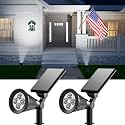 FALOVE 2 Pack Solar Spot Lights Outdoor Cool White LED Waterproof Landscape