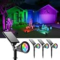FALOVE 4 Pack Color Change Solar Spotlights Waterproof RGB Halloween Decor