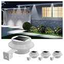 FALOVE 4 Pack Cool White Bright Solar Powered Gutter Mounted Lights Outdoor