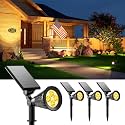 FALOVE 4 Pack Solar Spot Lights Outdoor Warm White LED Waterproof Landscape