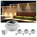 FALOVE 4 Pack Warm White Solar Power Clip On Gutter Mount Light Outdoor LED