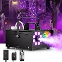 FALOVE 800W Halloween Fog Machine with 8 LEDs and Magic Disco Ball Light