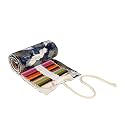 Canvas Pencil Wrap Roll Up Case Colored Pencil Holder Coloring Pencils Organizer Paint Brush Storage Pouch for Artist (Crane, 72 Slots)
