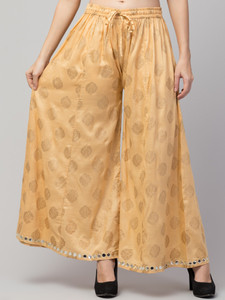 fambee flared women beige trousers
