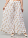 FamBee Flared Women Cream Trousers