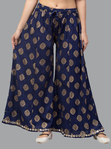 fambee flared women dark blue trousers