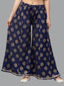 FamBee Flared Women Dark Blue Trousers