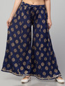 FamBee Flared Women Dark Blue Trousers