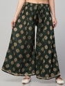 FamBee Flared Women Dark Green Trousers