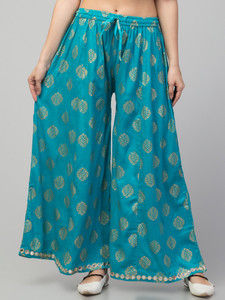fambee flared women green trousers