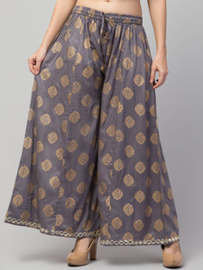 fambee flared women grey trousers