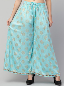 fambee flared women light blue trousers