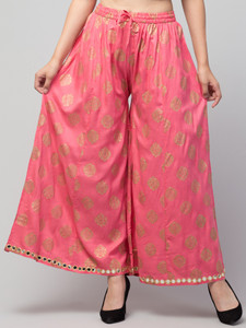 fambee flared women pink trousers