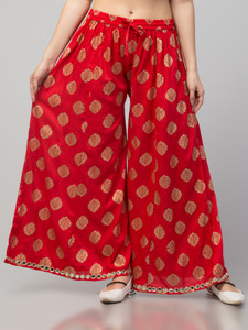 fambee flared women red trousers