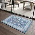 Fame Rugs Blue Modern Oushak Rug 2x3, Vintage Doormat Turkish Colorful Oriental Antique Inspired Washable Small Area Rug, Luxury Living Room Bedroom (387BNB, 2' x 3')