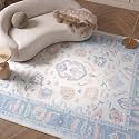 Fame Rugs Blue Modern Oushak Rug 3x5, Washable Vintage Turkish Colorful Oriental Antique Inspired Foldable Small Area Rugs, Luxury Living Room Bedroom (995BB, 2'6" x 5')