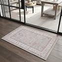 Fame Rugs Brown Modern Oushak Rug 2x3, Vintage Doormat Turkish Colorful Oriental Antique Inspired Washable Small Area Rug, Luxury Living Room Bedroom (382MB, 2' x 3')