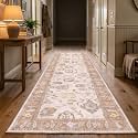 Fame Rugs Brown Modern Oushak Rug 2'6"x10, Vintage Turkish Colorful Oriental Antique Inspired Foldable Long Washable Runner Rugs, Luxury Living Room Bedroom (383BB, 2'6" x 10')