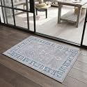 Fame Rugs Gray Modern Oushak Rug 2x3, Vintage Doormat Turkish Colorful Oriental Antique Inspired Washable Small Area Rug, Luxury Living Room Bedroom (389GBB, 2' x 3')