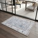 Fame Rugs Gray Modern Oushak Rug 3x5, Washable Vintage Turkish Colorful Oriental Antique Inspired Foldable Small Area Rugs, Luxury Living Room Bedroom (Gbeige, 2'6" x 5')