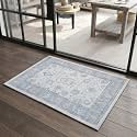 Fame Rugs Gray Modern Oushak Rug 3x5, Washable Vintage Turkish Colorful Oriental Antique Inspired Foldable Small Area Rugs, Luxury Living Room Bedroom (384GB, 2'6" x 5')