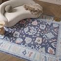 Fame Rugs Navy Blue Modern Oushak Rug 10x13, Vintage Turkish Colorful Oriental Washable Antique Inspired Oversize Area Rugs, Luxury Living Room Bedroom (388NB, 10' x 13')