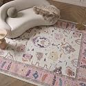 Fame Rugs Pink Beige Modern Oushak Rug 5x7, Washable Vintage Turkish Colorful Oriental Antique Inspired Area Rugs, Luxury Living Room Bedroom (390PP, 5' x 7')