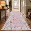 Fame Rugs Pink Modern Oushak Rug 2'6"x13, Vintage Turkish Colorful Oriental Antique Inspired Long Runner Rugs, Luxury Living Room Bedroom (385PB, 2'6" x 13')