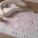 Fame Rugs Pink Modern Oushak Rug 6x9, Vintage Turkish Colorful Oriental Antique Inspired Washable Large Area Rugs, Luxury Living Room Bedroom (385PB, 6' x 9')